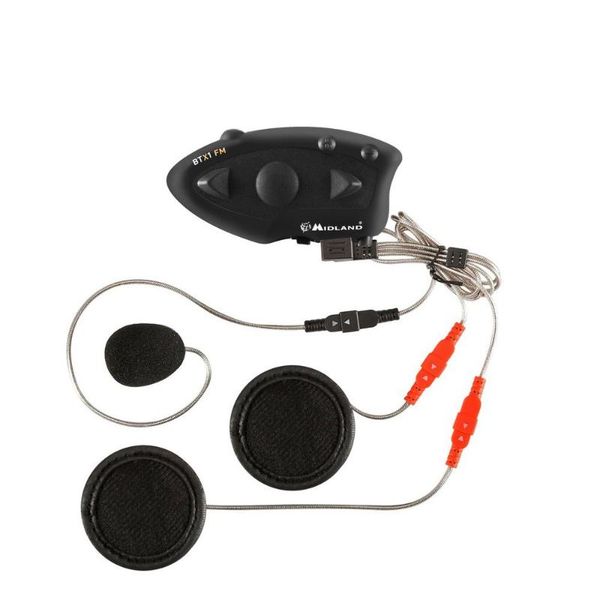 

black durable midland btx1 motorcycle helmet headset intercom hands-interphone fm rider-to-passanger intercom