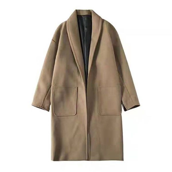 

women's wool & blends drop female plus size loose warm long winter coat coats women office work wear elegant clothes, Black