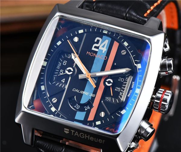 

brand men's watch tag luxury automatic mechanical watch leather sports military watches men's square watch mens designer watches, Slivery;brown