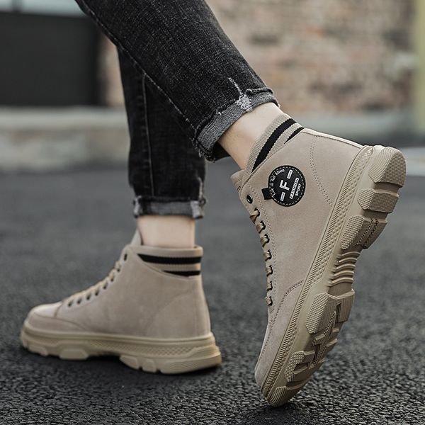 

male felling motorcycle army work boots men shoes boots leather british style winter men casual shoes tooling, Black