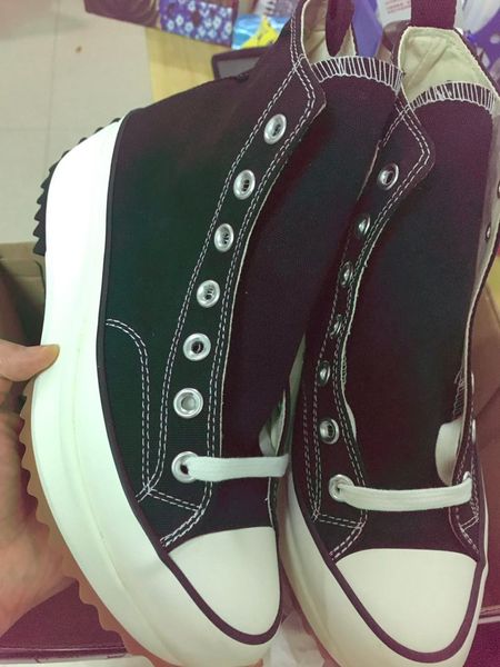 

2020 famous designer brand canvas shoes female 1970 thick sole high lacing heightens trifle female casual sneaker size 36-40 ck00045, Black