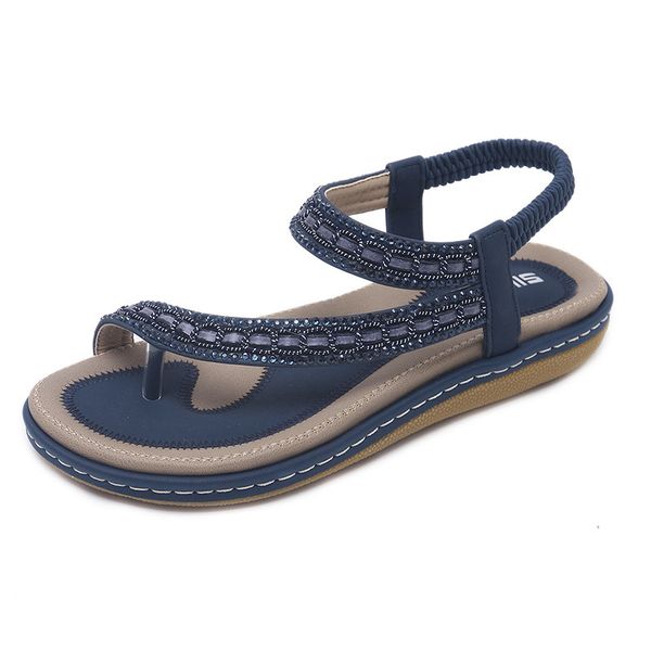 

2020 holiday beach seaside womens sandals crystal bohemian foreign trade comfortable flat wholesale, Black