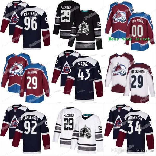 

43 nazem kadri colorado avalanche mikko rantanen nathan mackinnon gabriel landeskog carl soderberg j.t. compher alexander kerfoot jersey, Black;red