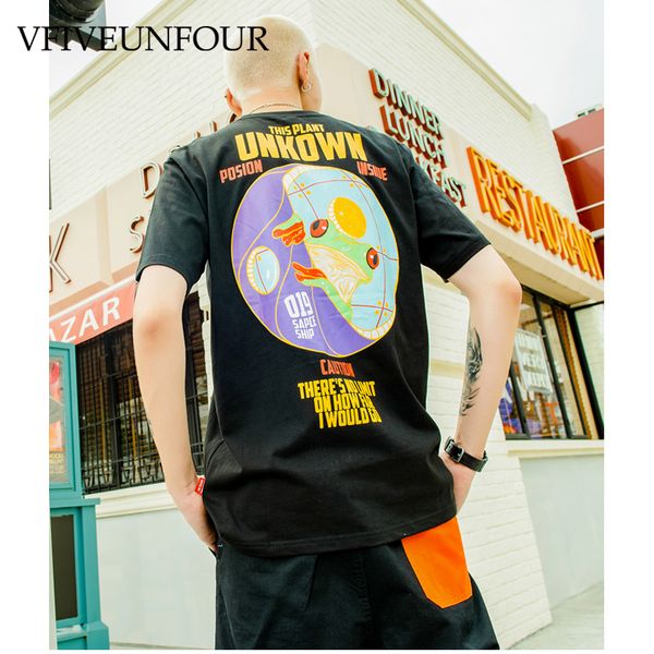 

vfiveunfour printed t shirts streetwear 2019 japanese harajuku casual short sleeve tees tshirts male summer hipster, White;black