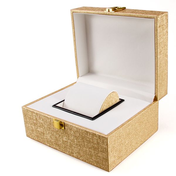 

gold/black pu leather watch storage box case mechanical men's watch package case with lock women jewelry gift box b017, Black;blue