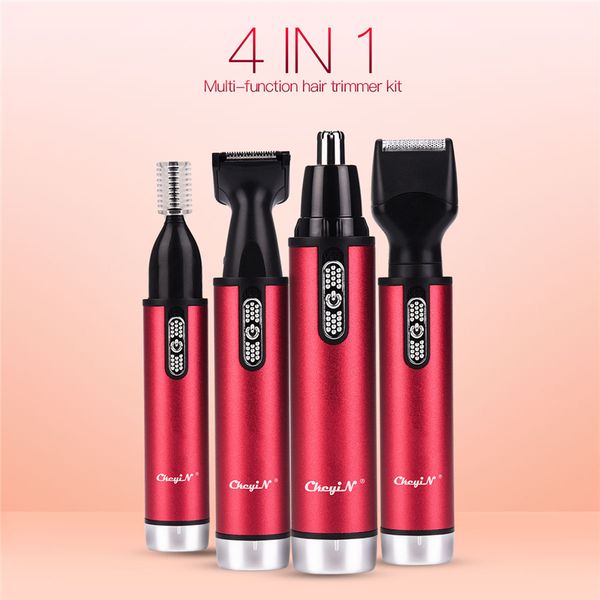 

4 in 1 men's face hair removal kit ear nose trimmer electric eyebrows nose sideburns hair cutter shaver battery powered p46