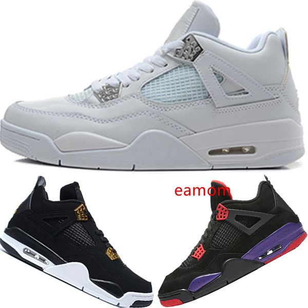 

men designer 4 4s raptors pure money trainer basketball shoes black cat white cement oreo royalty toro bravo sport sneakers size 41-47