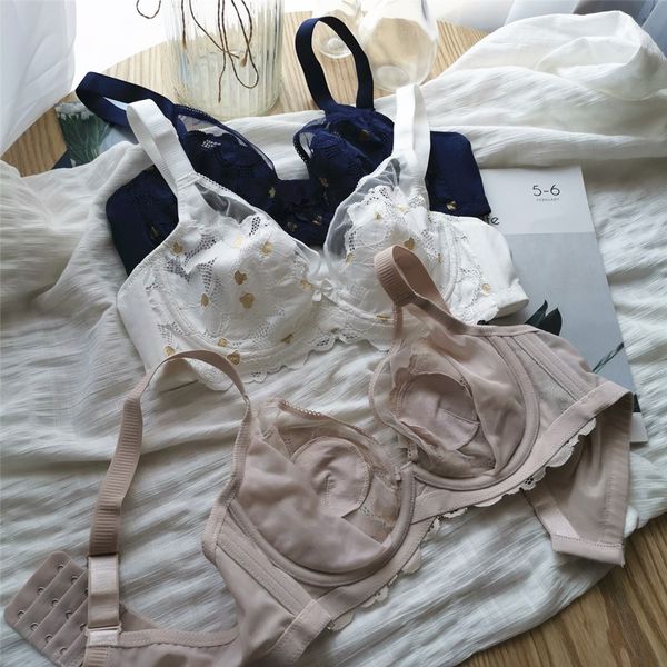 

bras wriufred ultra-thin bra non-bulging underwear lace lingerie large size gathered with steel ring bralette, Red;black