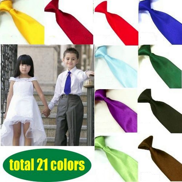 

21 colors kid's tie children ties boys girls wedding solid neckties elastic adjustable neck tie for wedding birthday party ct, Black;gray