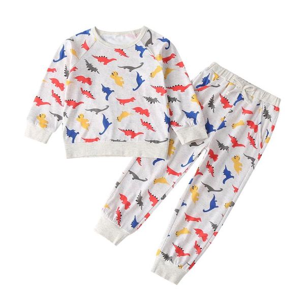 

kancoold мальчик с длинными рукавами мультфильм динозавр узор свитер топ + галстук кружева брюки детский костюм обслуживание на дому, White