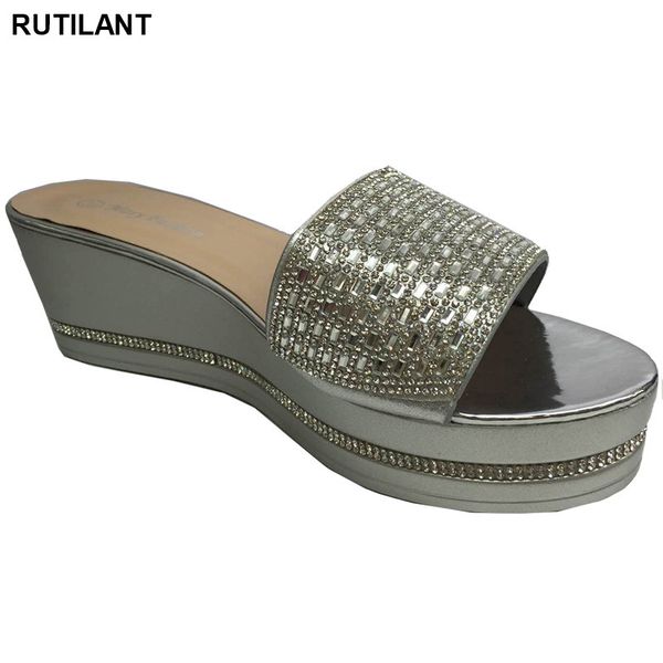 

italian style women party shoes decorated with rhinestone heels women slippers shoes high heel nigerian party pumps, Black