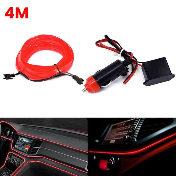 

4m car interior lighting auto led strip ambient light decor flexible neon light atmosphere optical fiber lamp door pvc