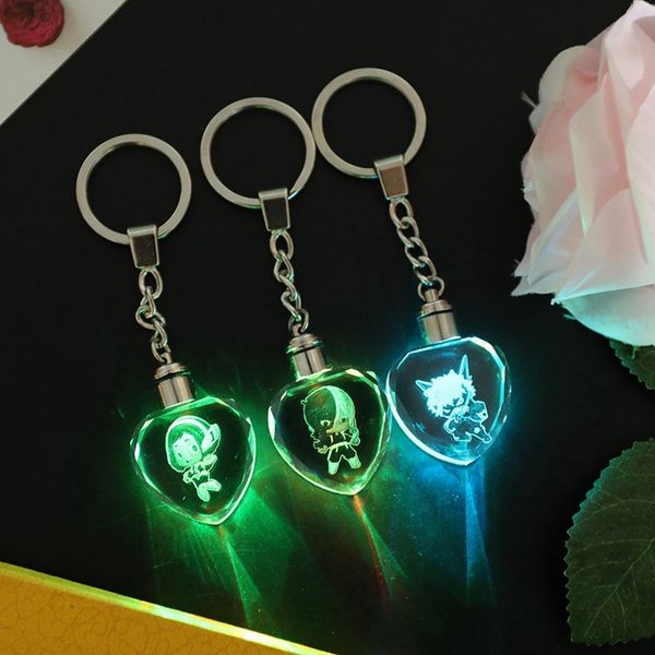

boku no hero academia led pendant keychain keyring charm anime key chain, Silver