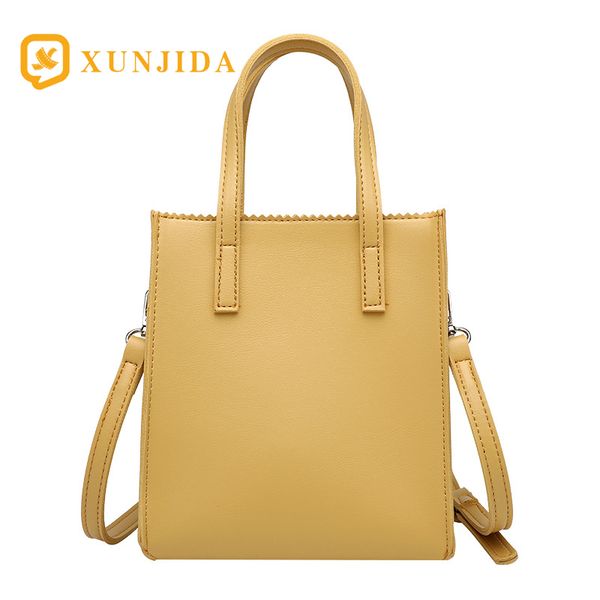 

xunjida женщина моды широкого сплошного цвета плечо сумки женщины простой кожа pu большая емкость pure color crossbody сумка желтая