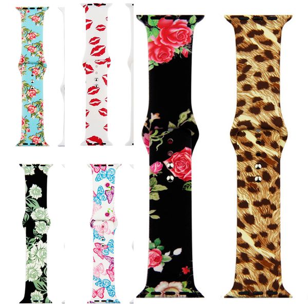 

46 floral flower print silicone bands for apple watch series 40mm 44mm smart straps belt for iwatch series 4 3 2 1 38mm 42mm d22701