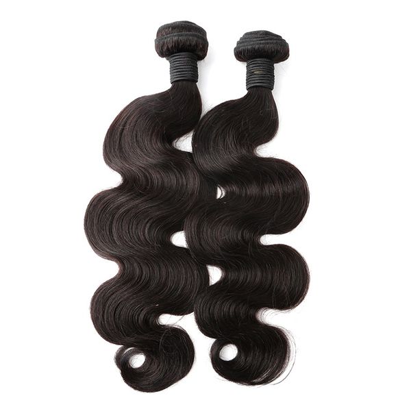 

greatremy double weft hair extensions 100 malaysian unprocessed human virgin hair weft dyeable body wave bundles natural color 3pcs lot, Black