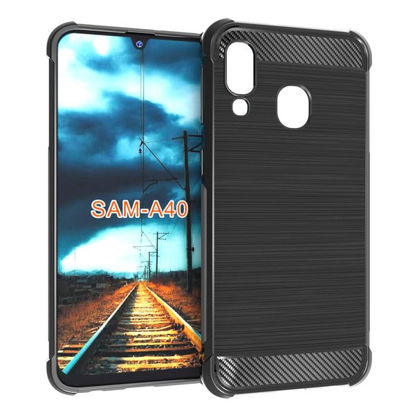 

black non-slip soft carbon fiber shockproof tpu gel case for samsung galaxy a40