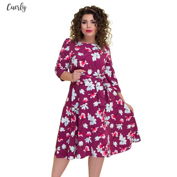 

6xl plus size dress women autumn winter fashion print dress a line sashes casual dresses elegant female party vestidos fiesta, Black;gray