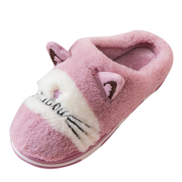 

shoes couples cartoon cat warm non-slip floor home slippers women's mens indoor house plush soft cute cotton slippers, Black