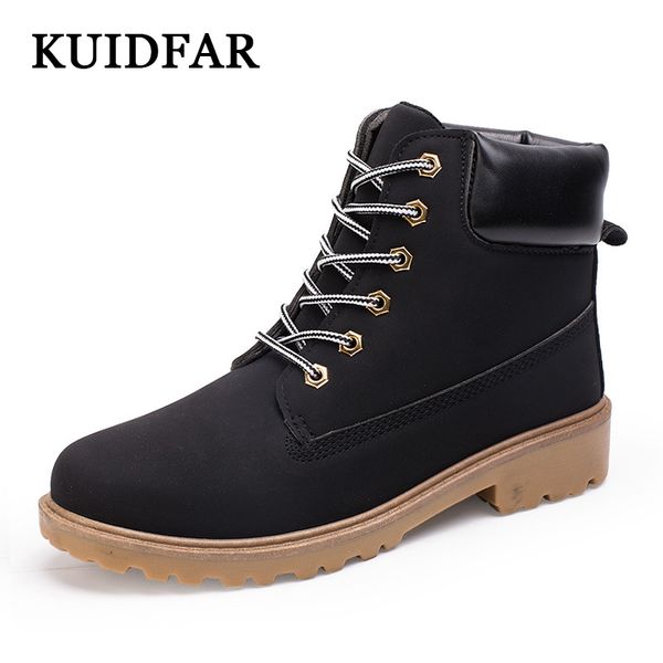 

kuidfar men boots 2017 autumn winter boot british style work shoes mens rain boots men shoes winter, Black