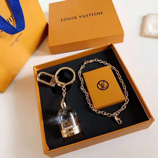

new crystal perfume bottle keychain luxury jewelry womens key chain ladies keyrings keybuckle fashion women bag car accessories, Silver