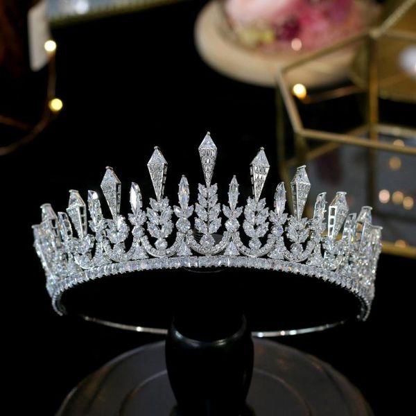 

asnora 2020 new tiaras wedding hair accessories 3a zirconia unique bridal crown wedding jewelry hair accessories, Golden;white
