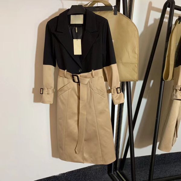 

women girls vintage the kensington heritage trench coat single breasted contrast color outerwear the fashion design long coat, Black;brown