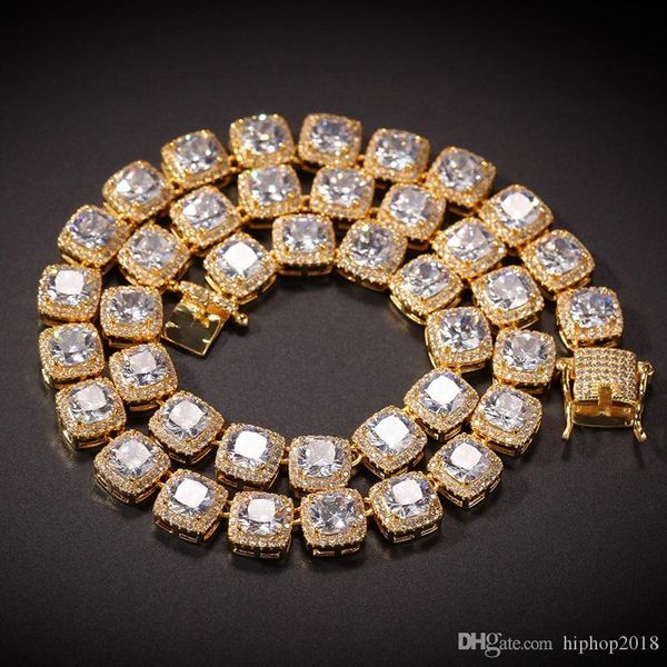 

hip hop bling цепи ювелирных изделия мужских iced out алмазного теннис цепь ожерелье браслет высокого качество площадь цирконо ожерелье 7inc, Silver