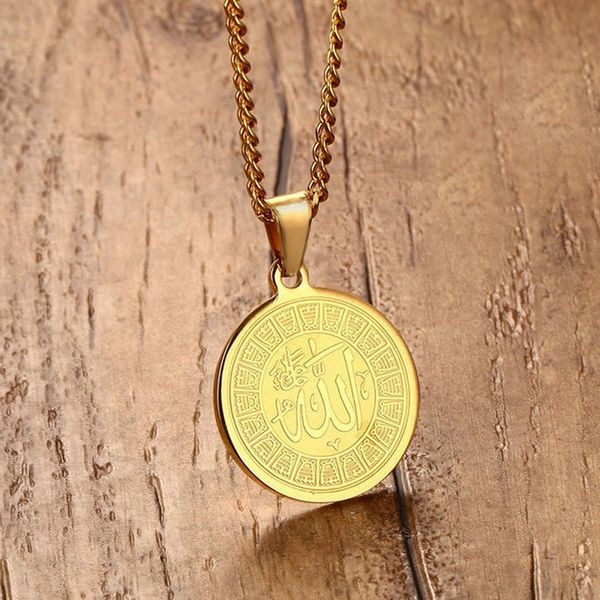 

religious totem series 29mm true words round stainless steel gold pendant men's accessories pn-637g, Silver