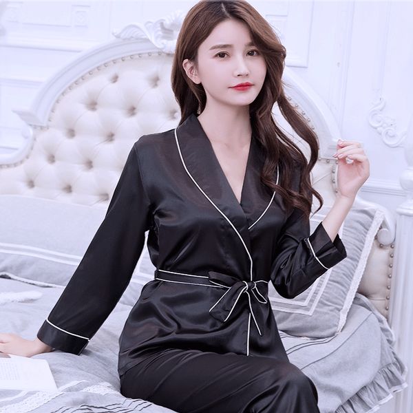 

women rayon sleepwear 2 pcs home wear elegant solid satin pajamas pijamas set pant negligee comfortable pyjamas, Blue;gray