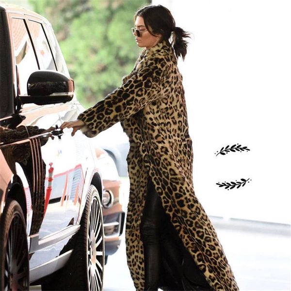 

women coat leopard printed winter lapel neck cardigan fashion coat warm outwear long style casual women clothing, Black