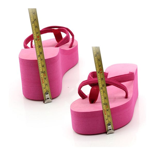 

new arrival women summer flip flops high heel slippers platform wedge sandals street shoes, Black