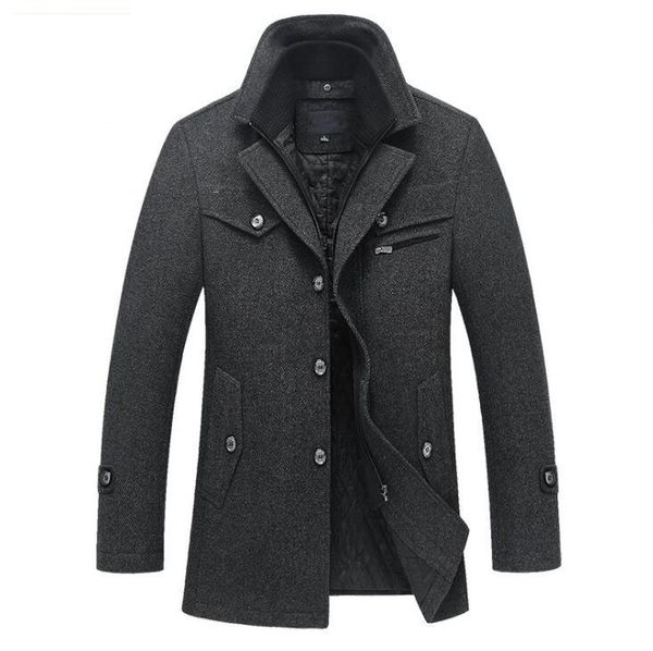 Yeni Kış Yün Coat Slim Fit Ceketler Erkek Casual Sıcak Dış Giyim Ceket ve ceket Erkekler Bezelye Coat Size M-4XL DAMLA DENİZCİLİK CJ191205