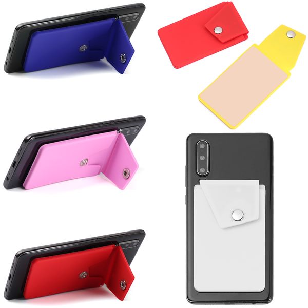 Porta carte di credito autoadesive Set di carte Porta carte in silicone colorato per smartphone per iPhone 11 Xs Xr 8 7 6 S Sumsung S8 S9 S10