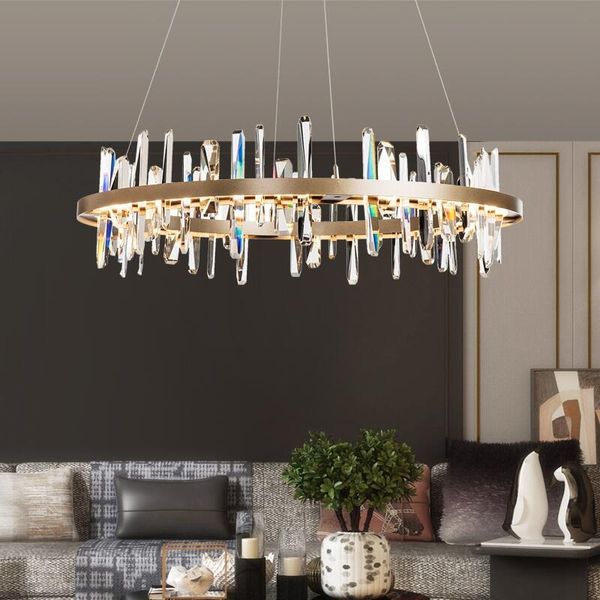 Lustre de cristal anel lustre LED moda sala lustre de iluminação simples casa