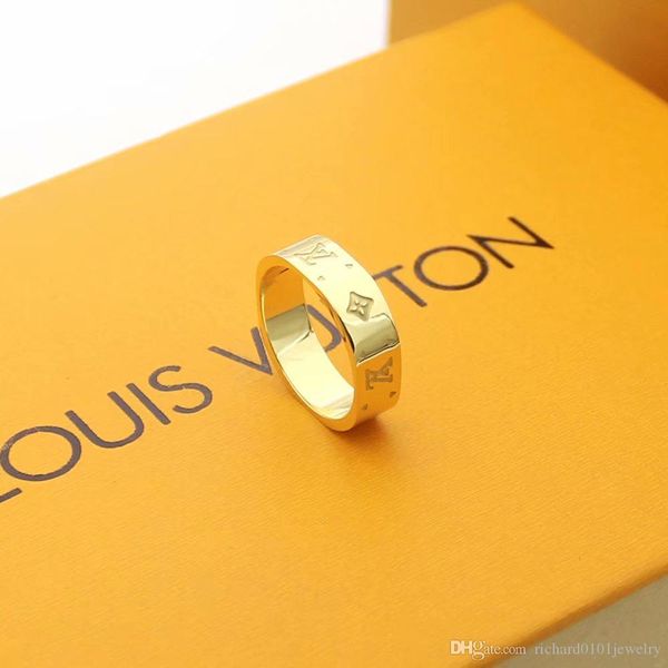 

luxury designer jewelry women rings four-leaf flower suqre band rings titanium steel silver rose gold 18k gold engagement rings for women