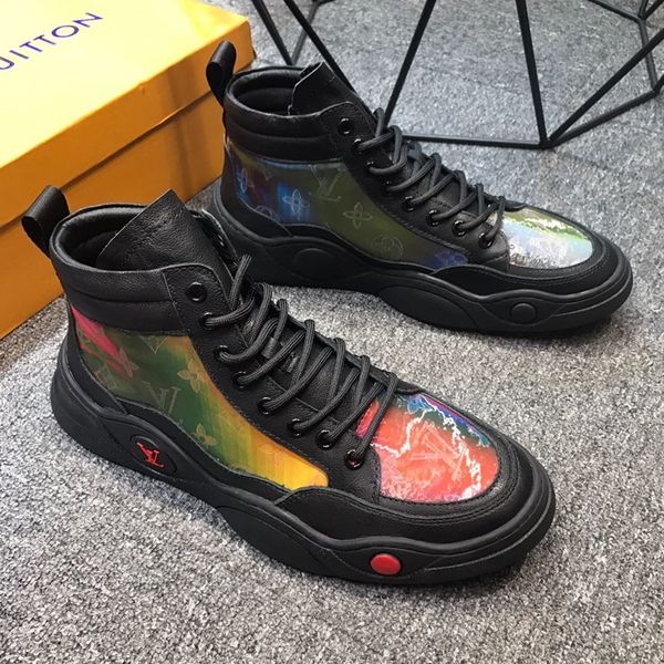 

6547608 air-louis4 mens luxuries shoes with calfskin leather sneaker casual shoes fashion booties basketball shoes with box ing, Black