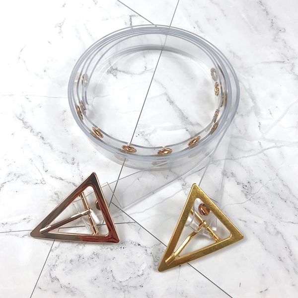 

clear belt ladies transparent belts for women waist plastic pvc ceinture femme 2020 triangle gold buckle waistband, Black;brown