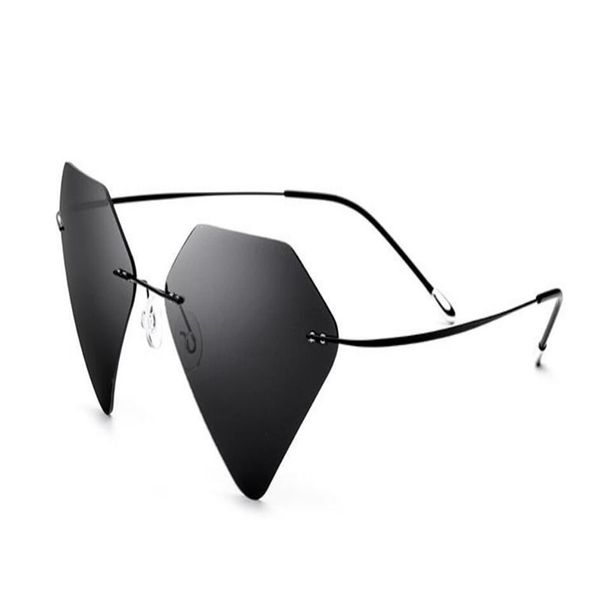 

mongoten ultralight new fashion rimless alloy diamond trimming polarized sunglasses frame uv400 for driving sunglasses, White;black
