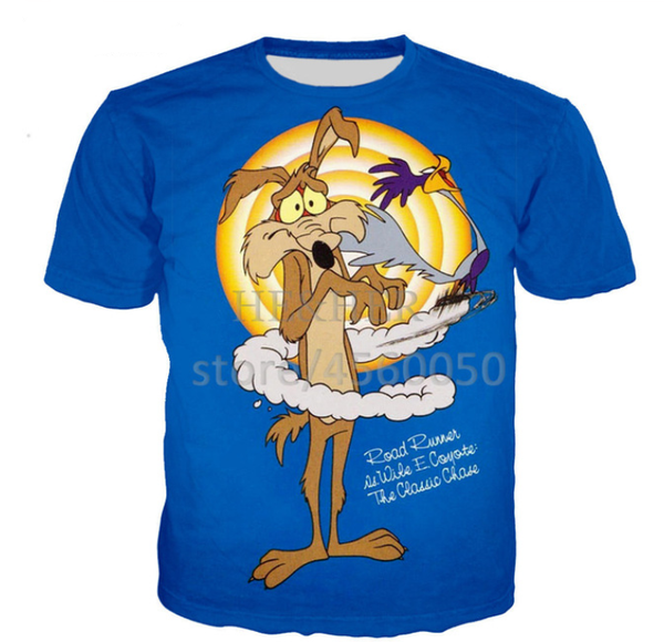 

2019 новый мультфильм roadrunner wile e coyot 3d печатные футболки мода летние рубашки классная рубашка для мужчин женщин унисекс случайные, White;black