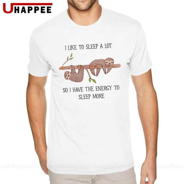 

personalised sloth i like to sleep a lot tee men custom print short sleeves heavy cotton round neck tees, White;black