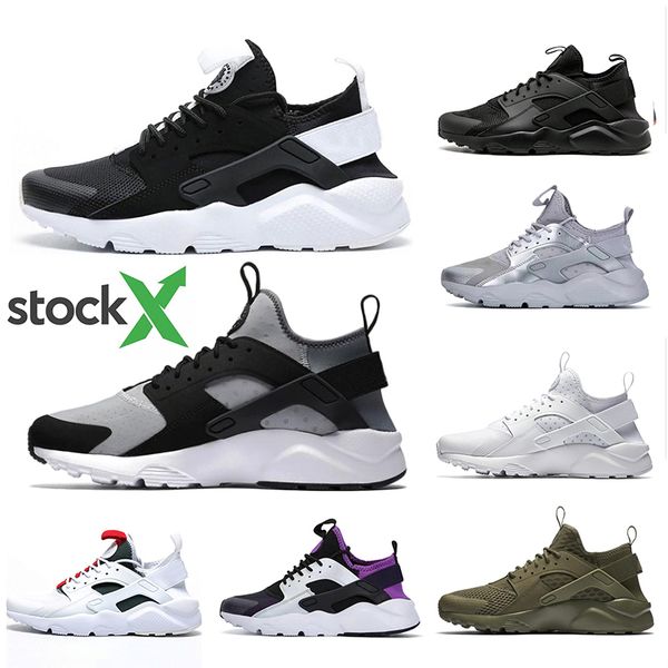 

2019 mens running shoes triple black white red silver huaraches men trainers women sports sneakers size 36-45
