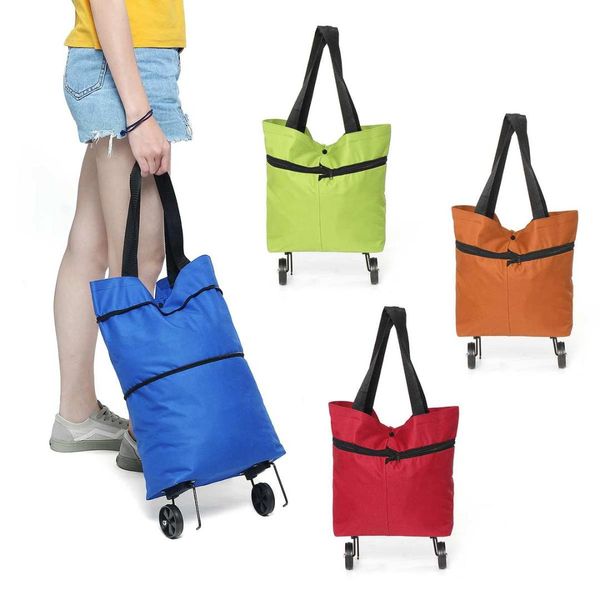 

women foldable shopping cart bag portable shopping trolley bag with wheels foldable cart rolling grocery green