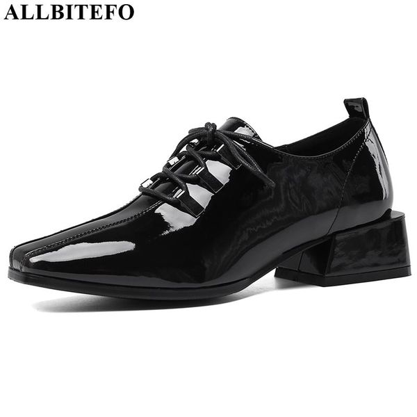 

allbitefo pu leather fashion low-heeled office ladies shoes thick heel women shoes comfortable women heels, Black