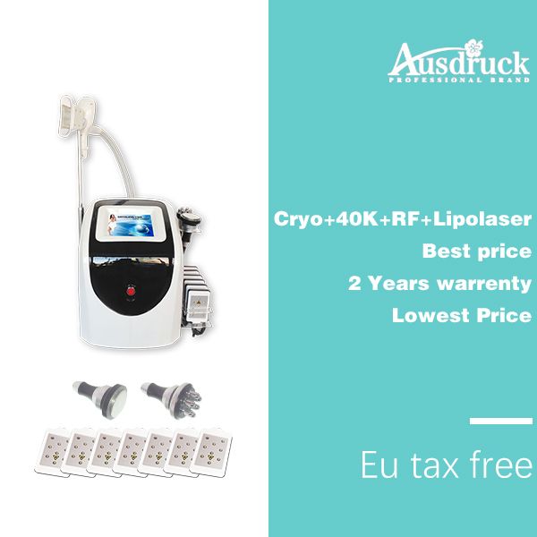 

professional 4in1 cryosculpting + 8 pad lipo laser + 40k cavitation + multipolar rf fat loss slimming machine with 10pcs antie membrane