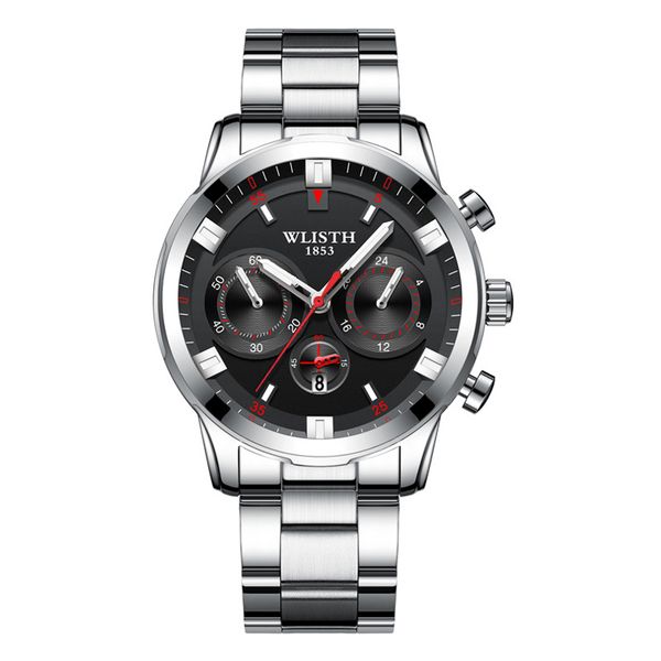 

men watches luxurious business luminous calendar waterproof stainless steel quartz wristwatch relogio masculino clock, Slivery;brown