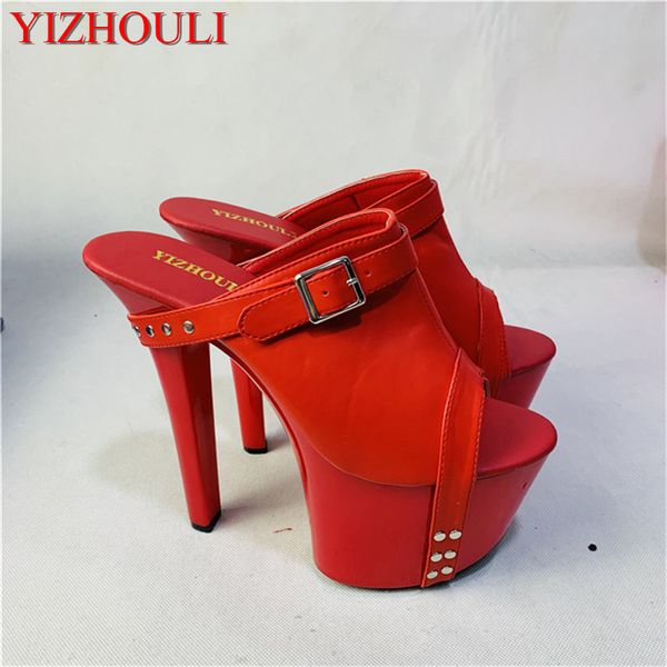 

stylish and 17m high heel slippers,  inch handmade problem walking show heels, Black