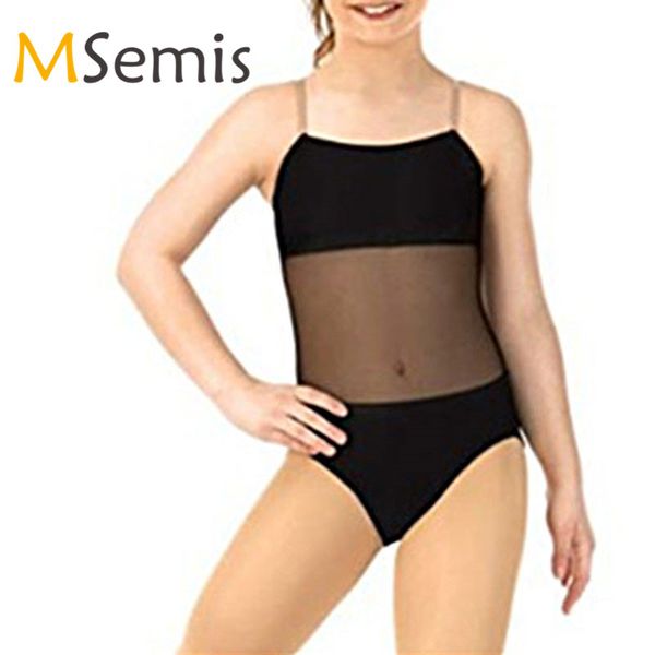 

дети девушки балет купальник купальник для гимнастики регулируемые плечевые ремни сетки сращивания камзол нижнее белье купальник для танца, Black;red