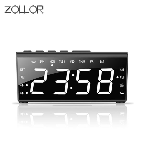 

zollor creative alarm clock fm am radio with dual alarm buzzer snooze sleep function compact digital red led time display clocks