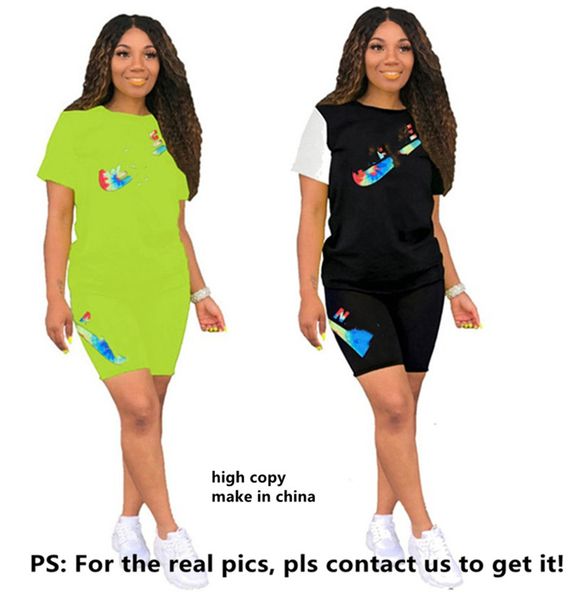 

women shorts 2 piece set brand tracksuit short sleeve t shirt+mini shorts fashion outfits summer clothes slim jogger suit sportswear 2705, White